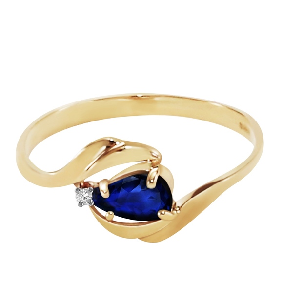 GOLD RING WITH NATURAL DIAMOND & SAPPHIRE